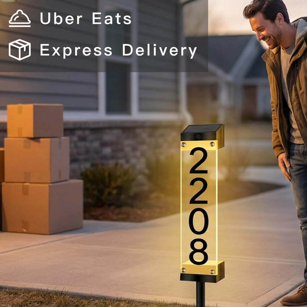 Solar House Numbers for Outside Lighted Address Sign Plaque