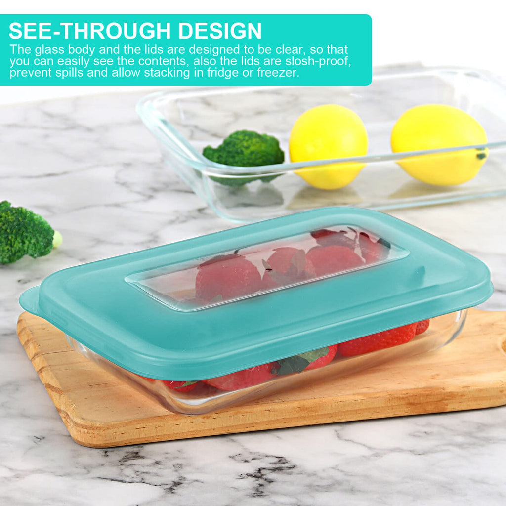 8 Pieces Glass Baking Dish with Lids, Green