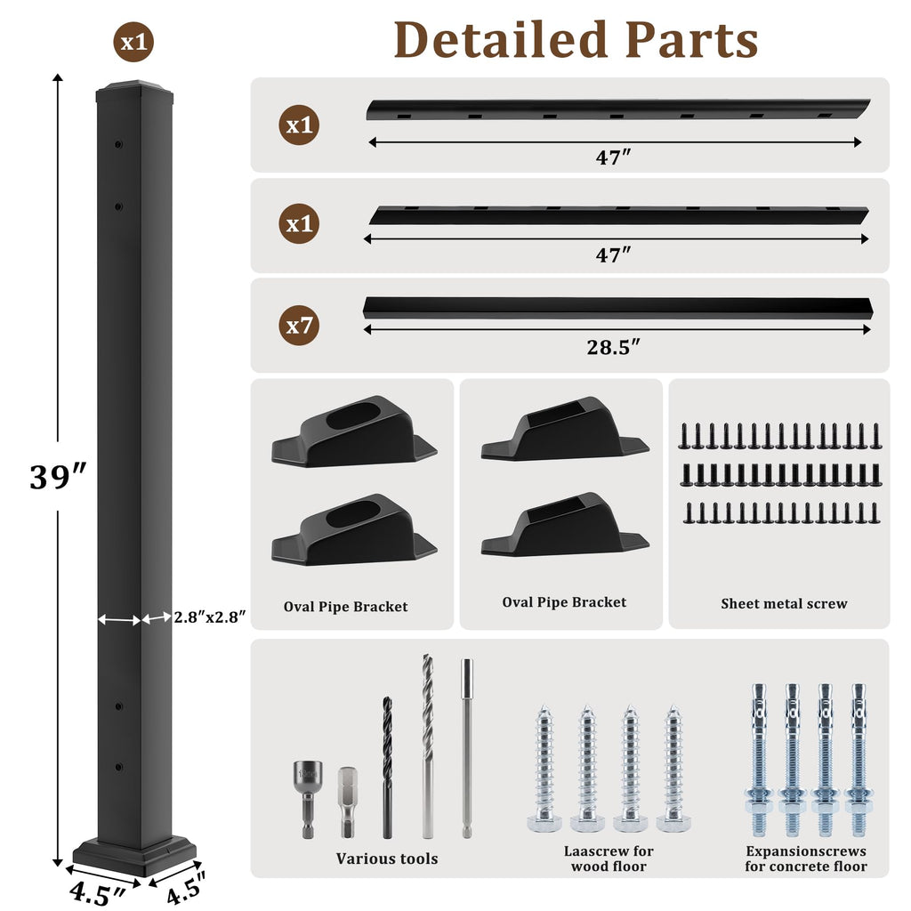 36 in x 4 Ft Modular Black Stainless Steel Stair Railing Kit