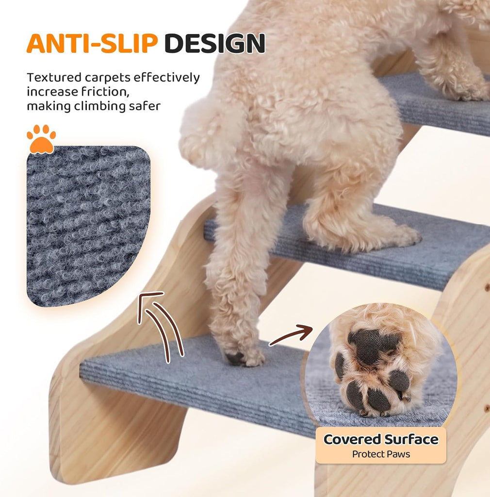 Wooden Dog Stairs, 5-Step Pet Steps