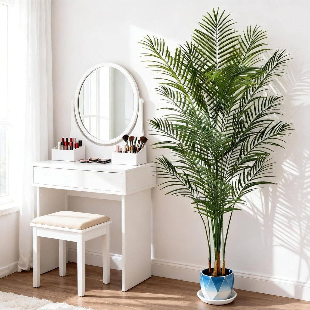 7ft Artificial Palm Tree Outdoor, Large Fake Tropical Areca Palm with 18 Trunks, Tall Faux Floor Plants for Indoor