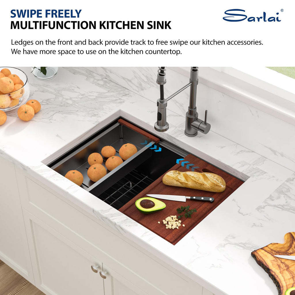27 Undermount Kitchen Sink Black Stainless Steel 27x19 Workstataion