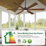 Savey'Sley 72" Ceiling Fan with LED Light and Remote - Walnut Smart