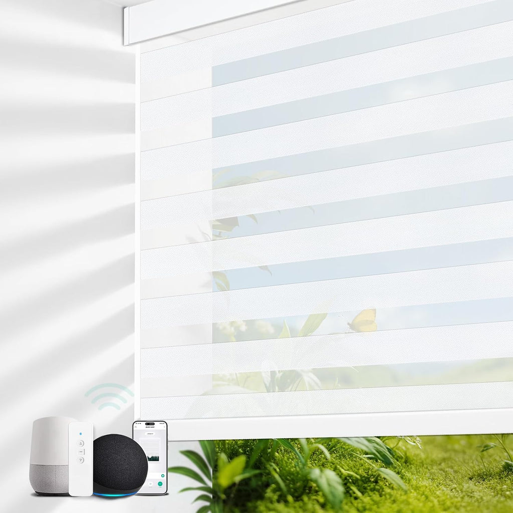 Motorized Blinds with Remote, 95% Blackout Smart Electric Ze - 60% White