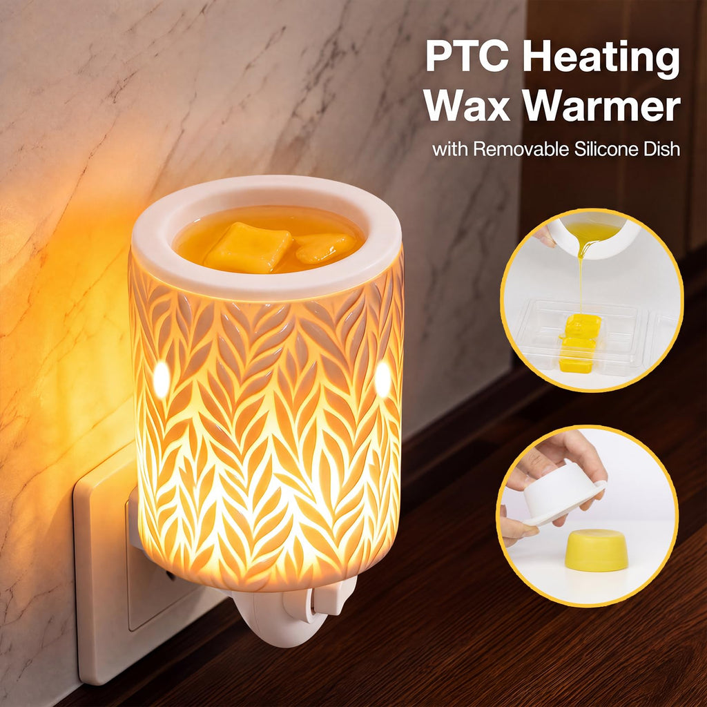Plug in Wax Burner Electric Outlet Wall Plug-in Wax Melt Warmer with 7 Colors Halo House PTC Heating Pluggable Wax