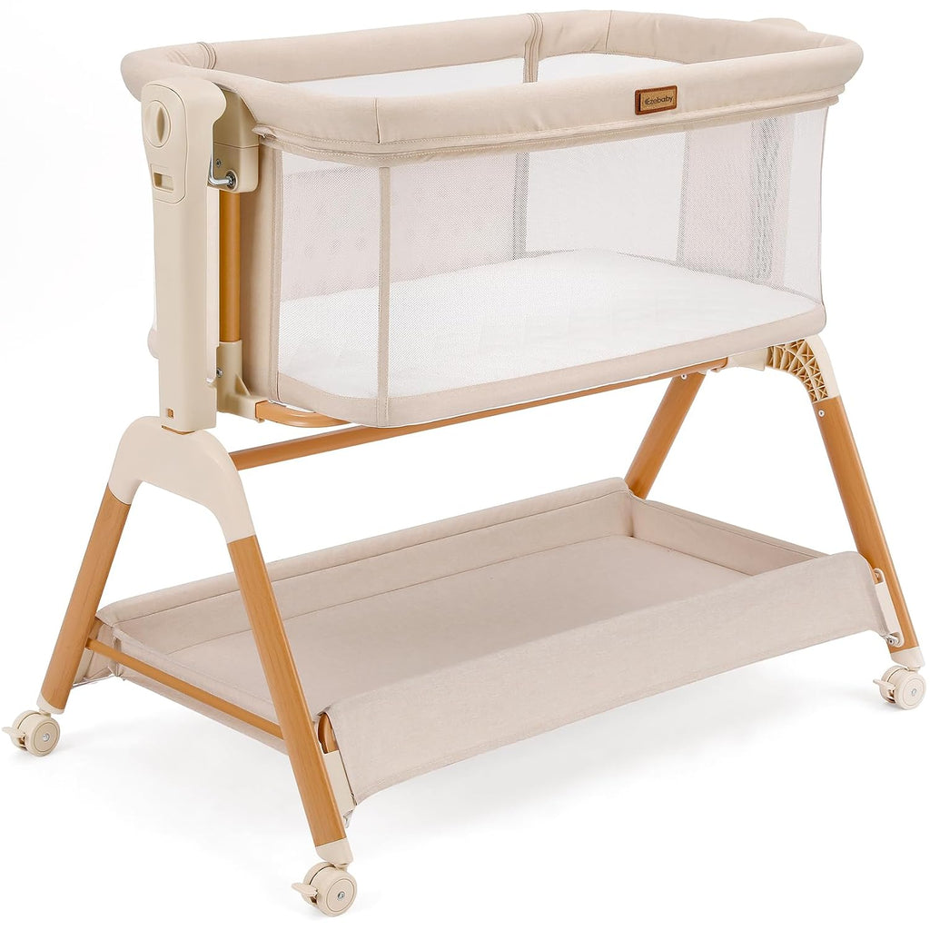 Baby Bassinet Bedside Sleeper: 3-in-1 Rocking Bassinet for Baby - Breathable Full-Mesh Crib with Mattress | 6 Height
