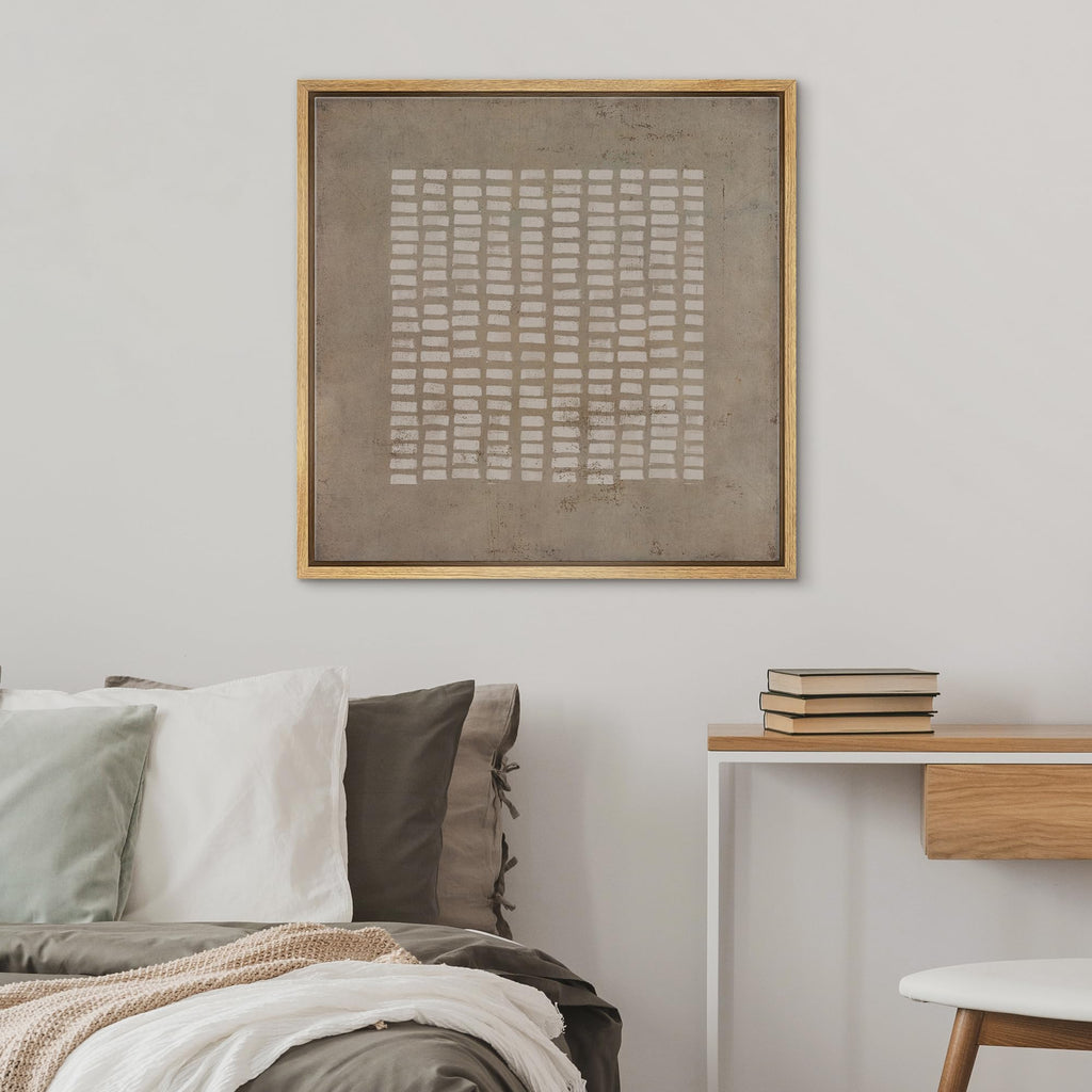 Framed Canvas Print Wall Art Mid-Century Geometric Line Pattern Abstract Shapes Illustrations Modern Art Decorative