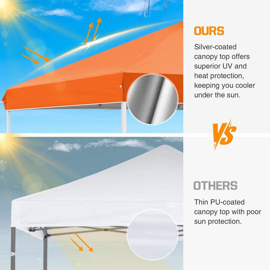 10x10 Pop Up Canopy Tent Easy Up Canopy Outdoor, Orange