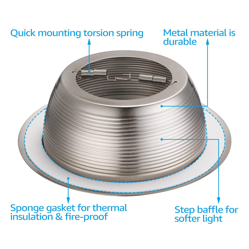 6 Inch Integrated Can Light Trim, Satin Nickel