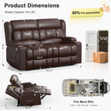 RV Loveseat Recliner Sofa, Reclining Loveseat Home Theater Seating with USB Ports, Cup Holders, Insert Pockets