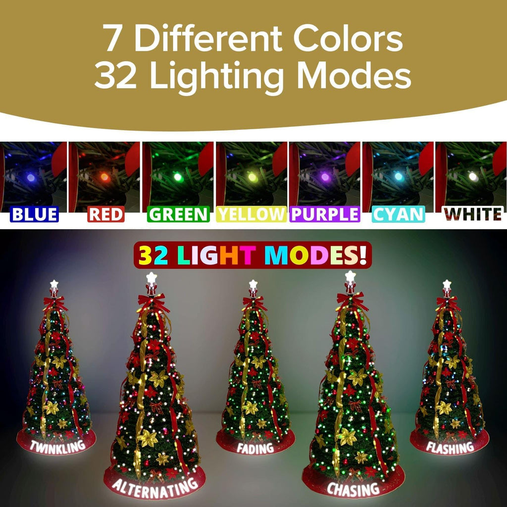 Superstar Santa Pop-Up Christmas Tree, 7FT, Pre-Lit w/ 200 LED Lights, AS SEEN ON TV, Santa Projects North Star
