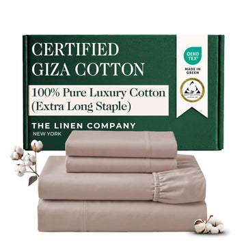 California King Sheets, Egyptian Cotton Blend Sateen, 400 TC, 4 Pc, Taupe