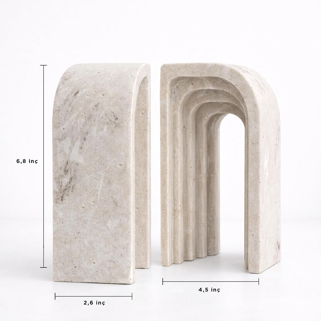 Decorative Bookends for Shelves - Heavy Duty Book Ends for Heavy Books, Stone-Inspired Composite Bookends, Non-Slip