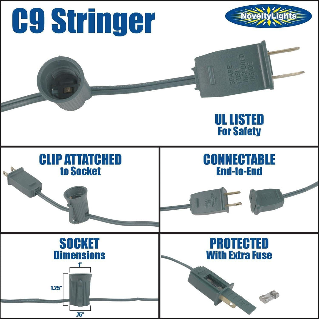 25 Foot C9 Multi Ceramic Christmas String Light Set, Opaque Bulbs