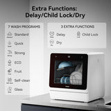 Countertop Dishwasher, 7 Washing Programs Portable Mini Dishwasher with 5-Liter Built-in Water Tank for Apartments &