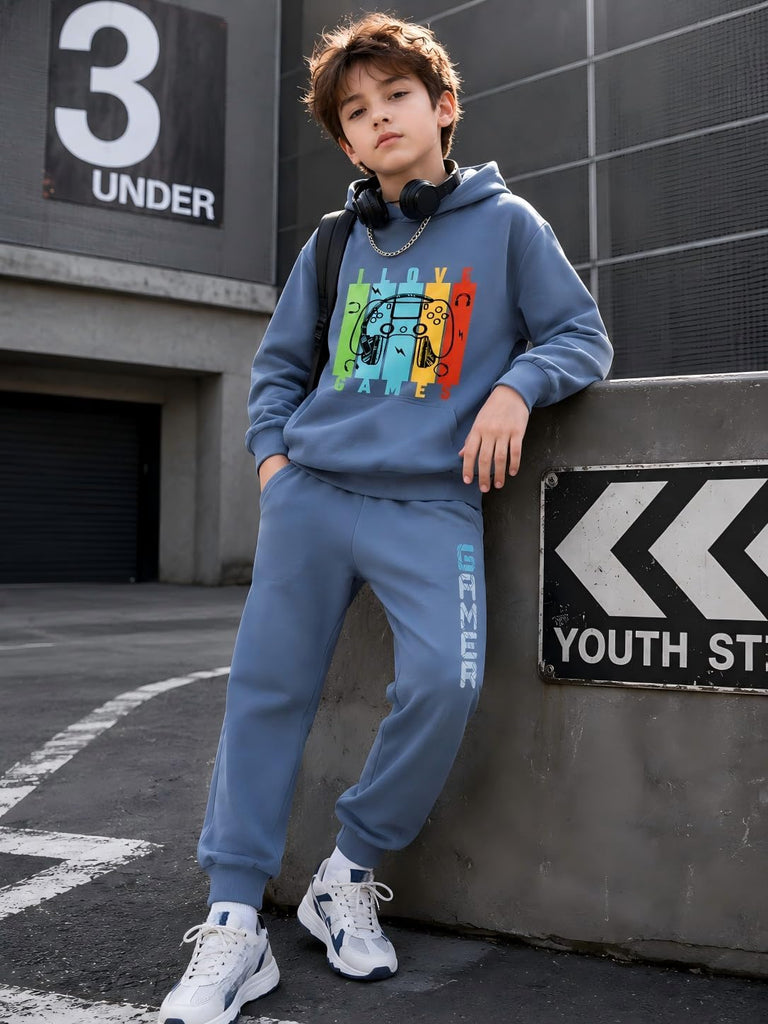 Boy's 2 Piece Outfits Sweatsuit Gamer Graphic Hoodie Jogger Pants Set