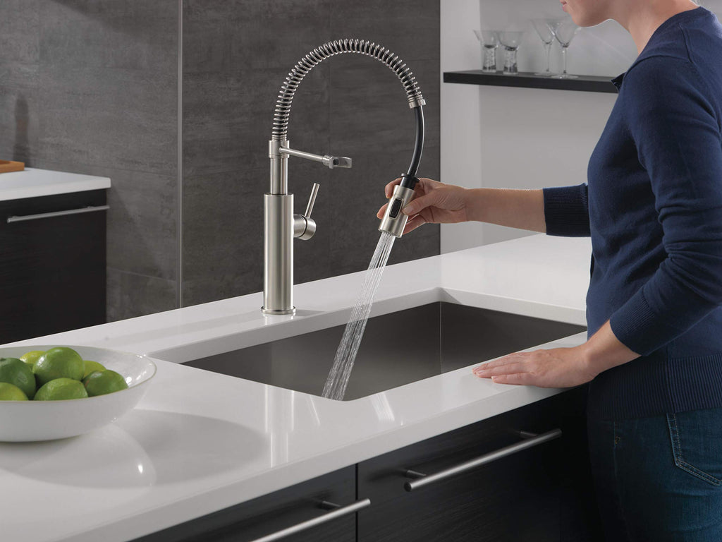 Antoni Pro Style Commercial Kitchen Faucet with Pull Down Sprayer, Brushed Nickel Single Hole Faucet, Single Handle