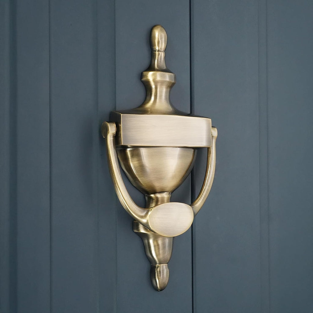 Victorian Style 8” Solid Brass Urn Door Knocker in Antique Brass Finish