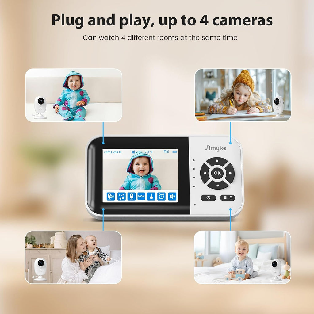 Smart Video Baby Monitor,2.8" Display & 1080p Camera,WiFi/No WiFi Modes,Cry Detection, Way Audio