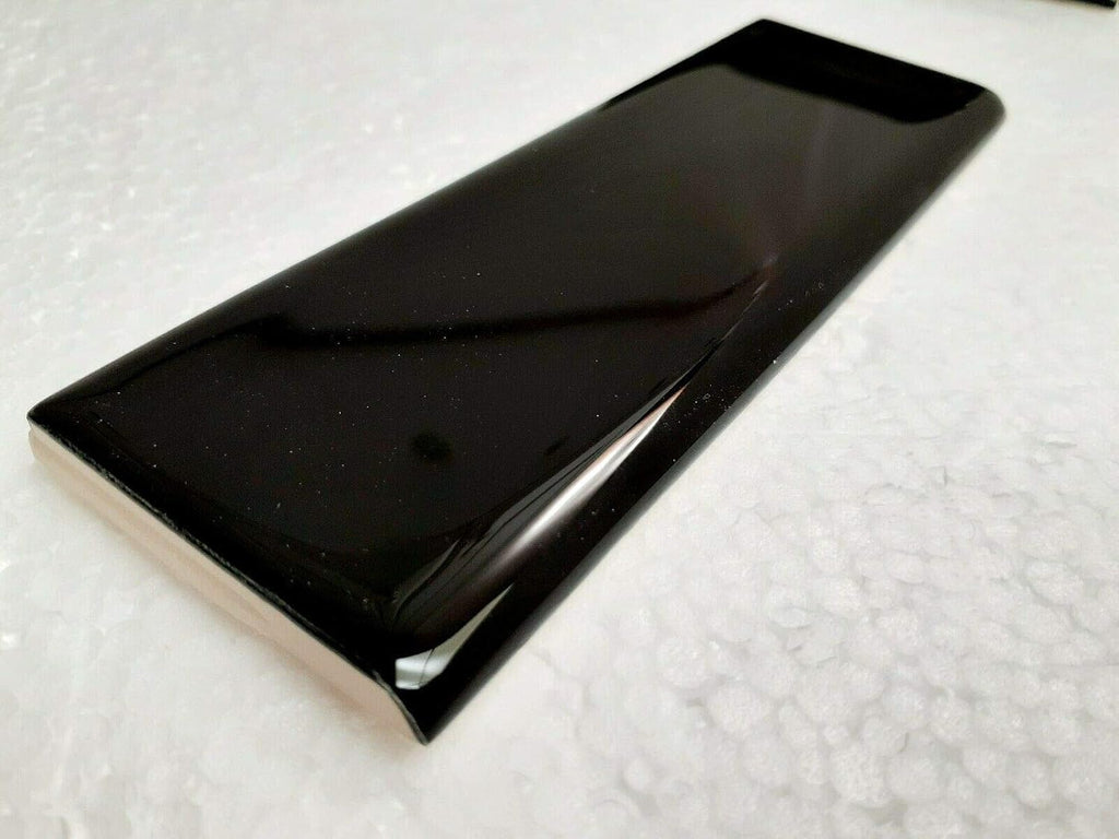 Black 2x6 in Ceramic Tile Bullnose Trim Edge 2 x 6 inch Box 10 Piece