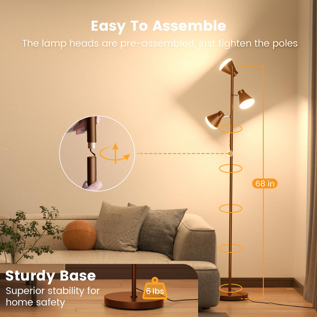 36W LED Tree Floor Lamp with Remote Bedroom