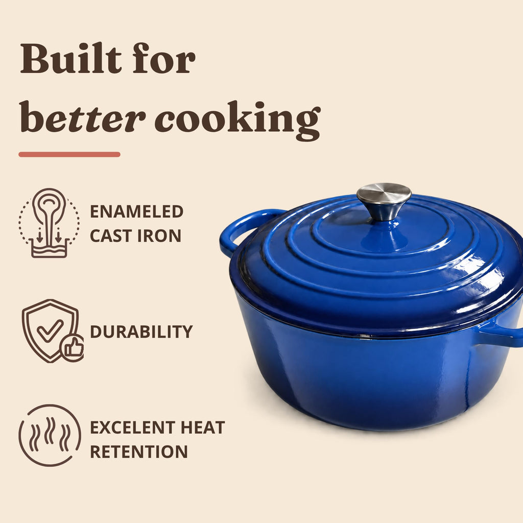 10 qt Dutch Oven Approx, 9.5 qt Enameled Cast Iron Dutch Oven