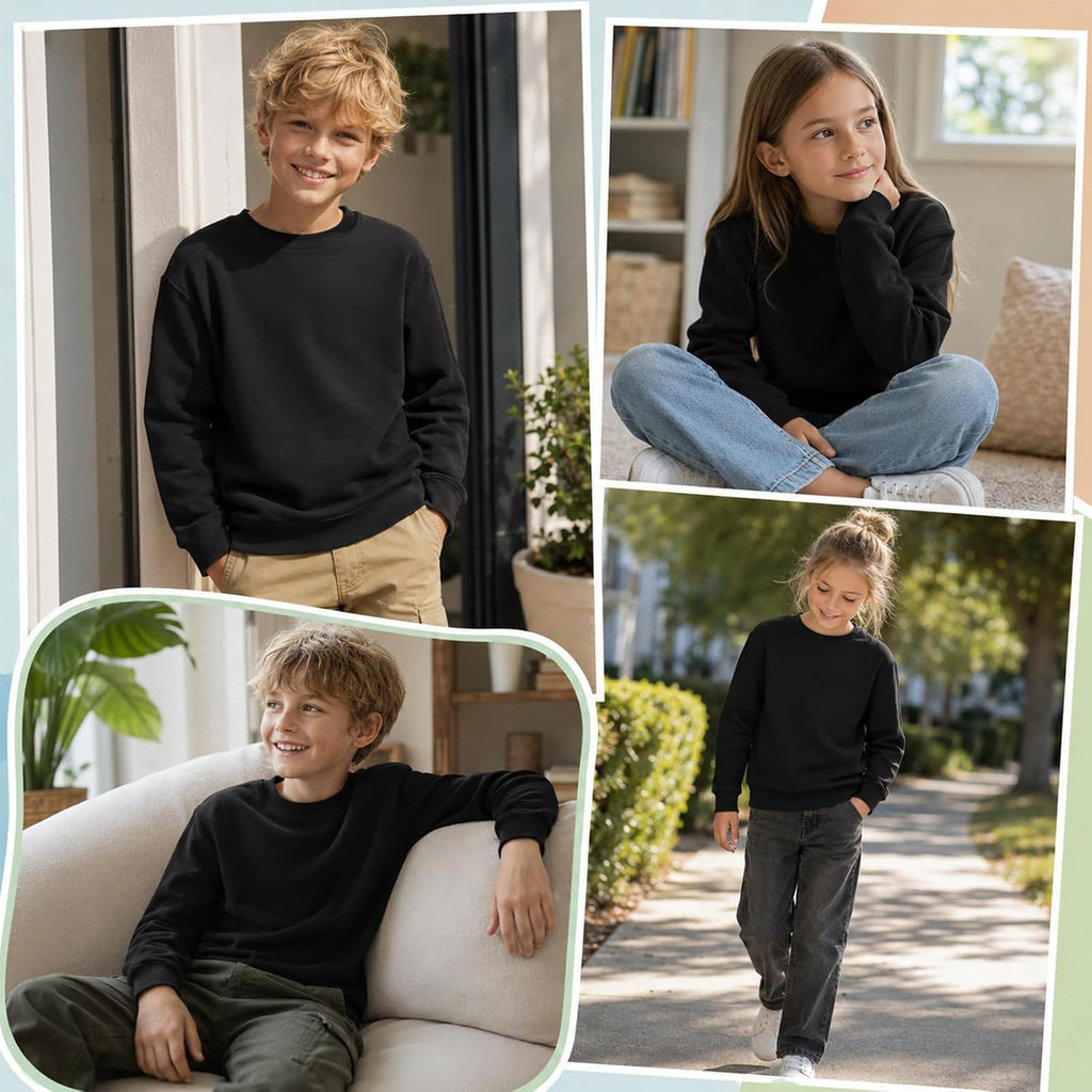 Pullover Boys Girls Sweatshirts Medium Weight Kids Sweatshirts