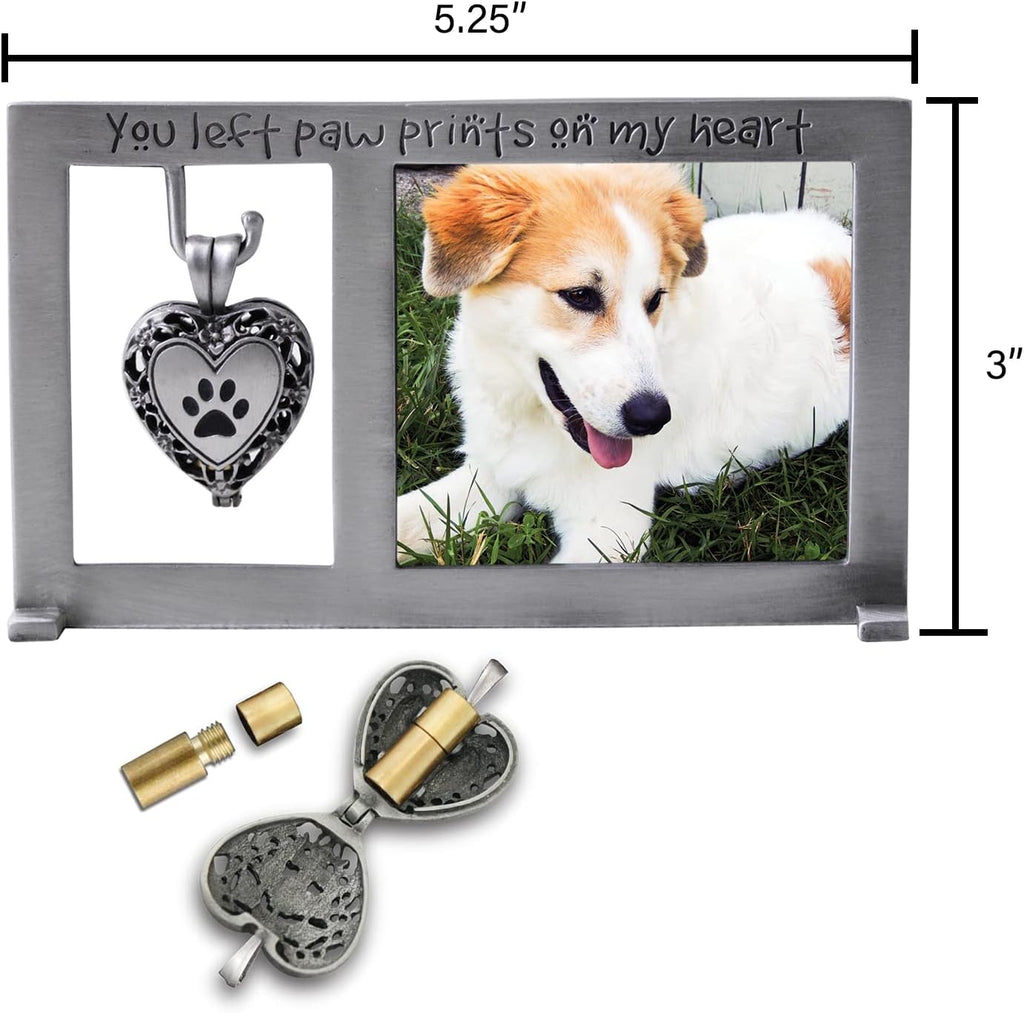 Paw Prints on My Heart Pet Memorial Picture Frame, 2.25-inch by 2.5-inch Photo, Silver