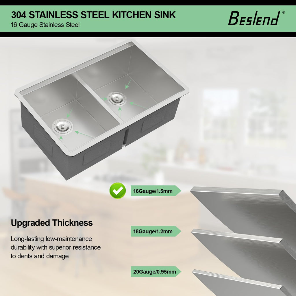 30 Undermount Kitchen Sink Double Bowl