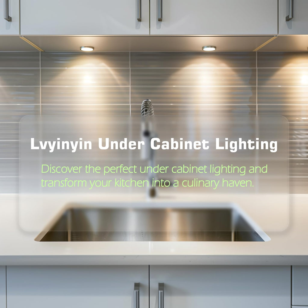 Under Cabinet LED Puck Lights, Counter Closet Lighting, Daisy Chained linkable, 110V Plug-in & Direct Hardwiring