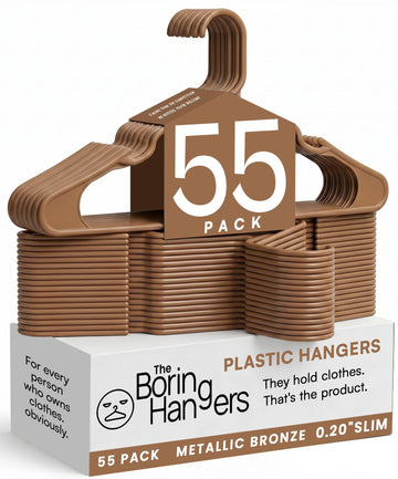 Bronze Plastic Hangers 55 Pack - 10 lb Heavy Duty Warm Plastic Clothes Hangers for Closet - 0.20" Slim & Space Saving