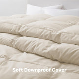 Goose Feather Down Fiber Comforter Queen, All Season Duvet Insert with Soft Downproof Cover