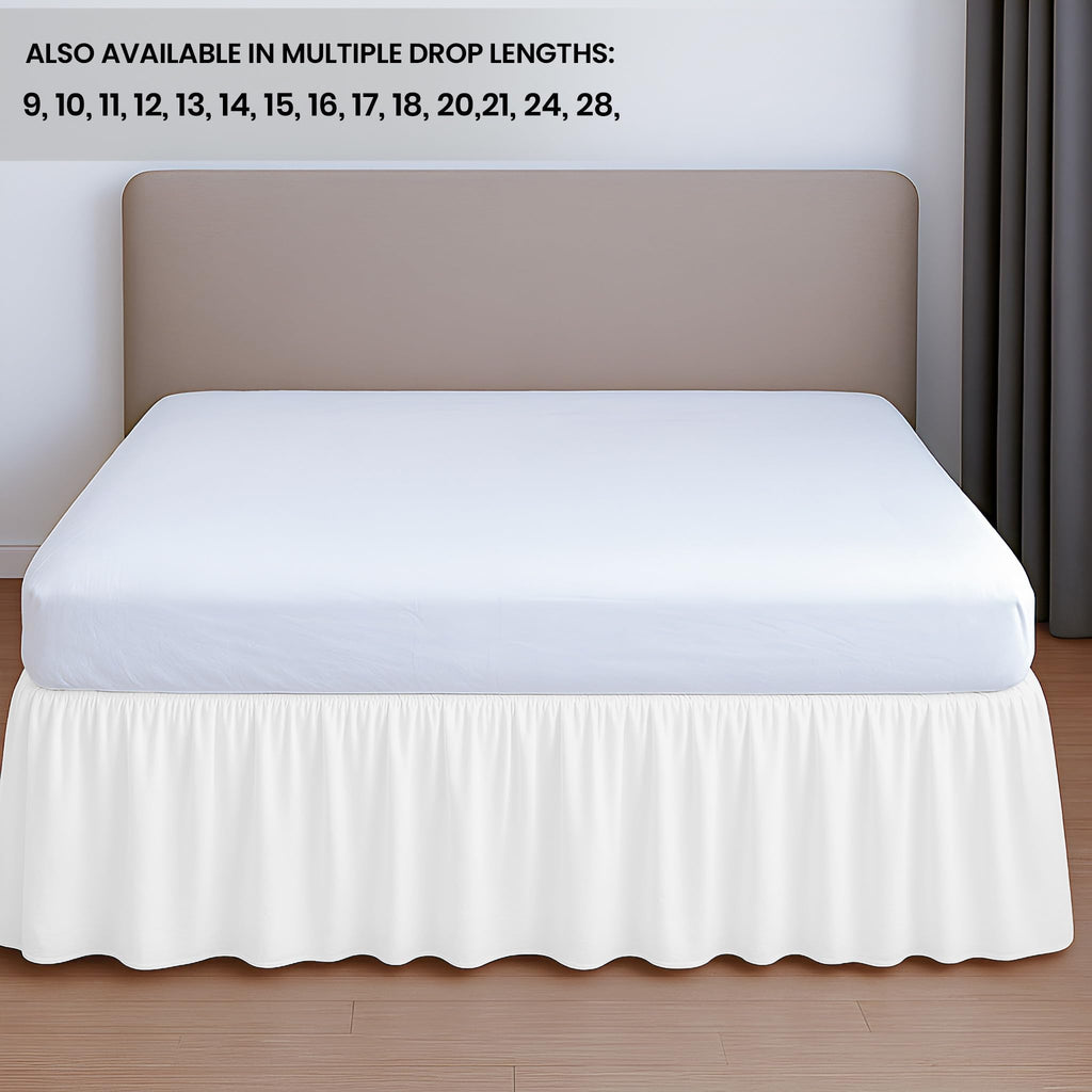 17 Inch Drop Ruffled Bed Skirt Full Size - Classic Gathered Styling, Platform Style Dust Ruffle with Secure Fit
