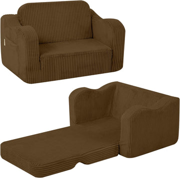 Kids Sofa, in-1 Corduroy Fold Out Recliner Chair, Brown