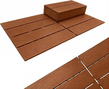 Plastic Interlocking Deck Tiles 24"x13"(6-Pack) Outdoor Patio Flooring, Waterproof All-Weather Decking for Balcony