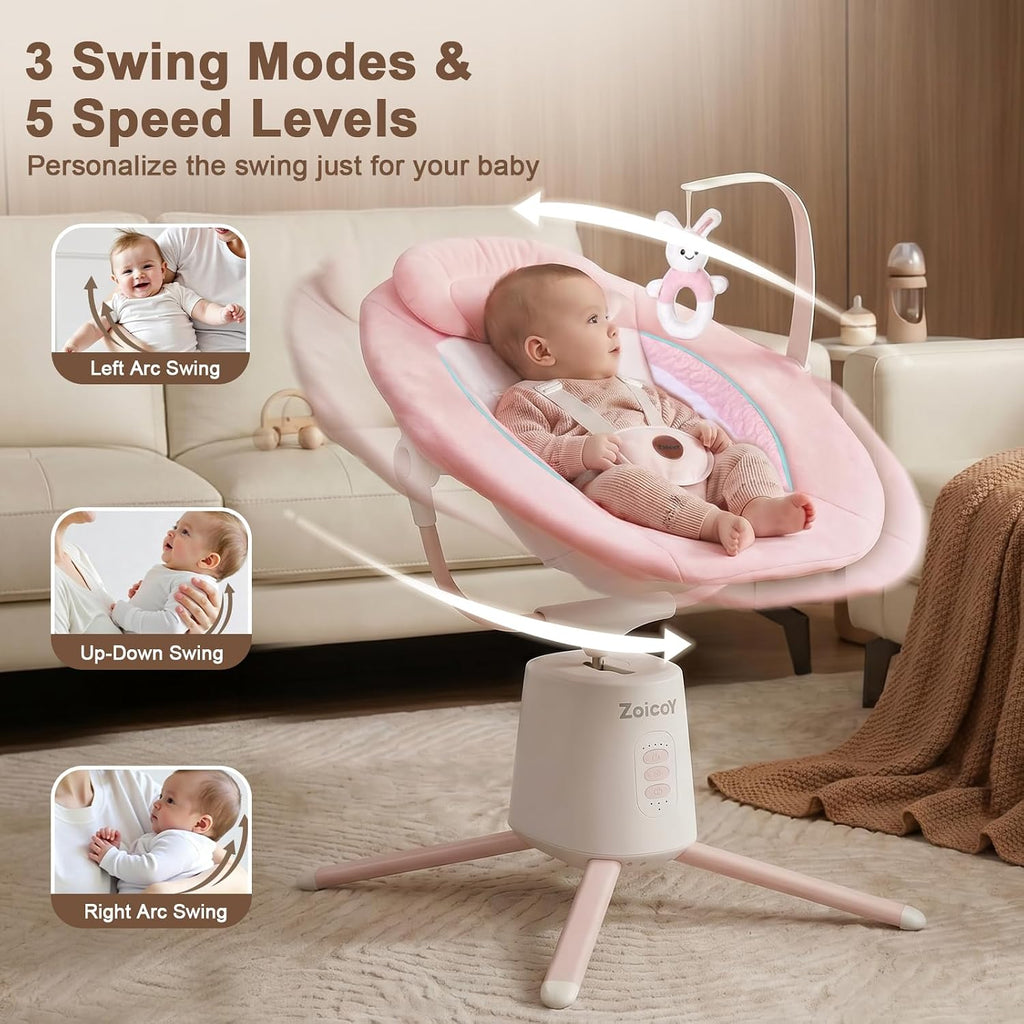 Swing for Infants, Electric Infant Swing with Bluetooth Music, Pink