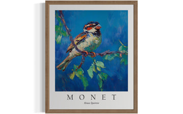 House Sparrow Inspired Claude Monet Bird Poster Art Print - Monet Wall Art Exhibition Collections Artwork Aesthetic