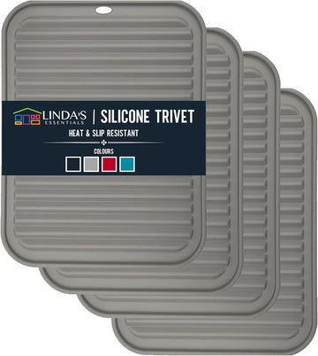Silicone Trivets for Hot Dishes, Pots, Pans (4 Pack) - Heat-Resistant Pot Holders Countertop Mats - Silicone Trivet - Set of 4