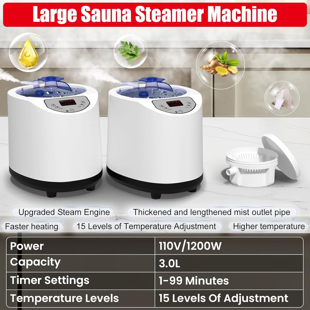 2 Person Infrared Sauna Box for Home, Portable Steam Sauna Room with 660nm＆850nm Red Light Therapy Lamp