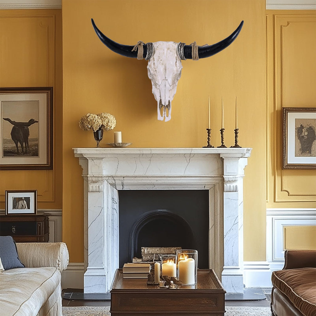 Longhorn Wall Decor Long Horns Wall Decor Resin Long Horn Skull Head Sculpture, Cow Skull Accent for Western Gothic