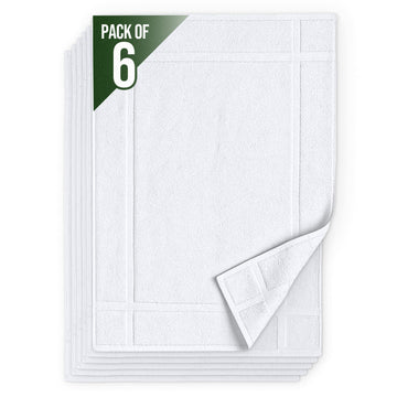 6 Pack Cotton Bath Mats, 20" X 30", White