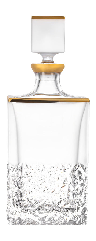 European Quality - Crystal - Whiskey - Liquor - Rectangular Shaped - Decanter - Raindrop Design with Frosted Border
