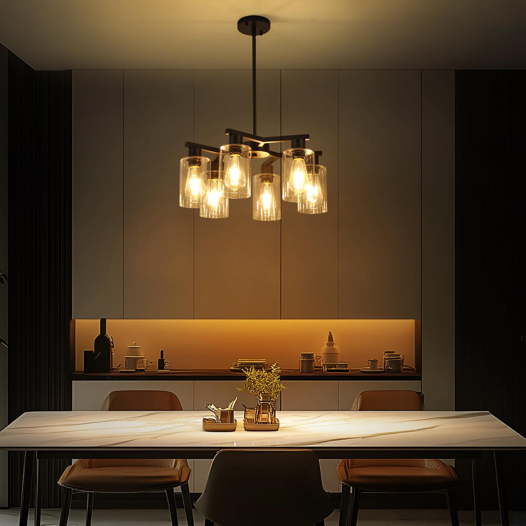6-Light Black Modern Farmhouse Chandelier