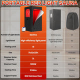 Infrared Sauna Box, 160 LEDs Red Light Sauna Steam Room, Portable Sauna Tent with 3L/1200W Steamer, 15 Heating Levels