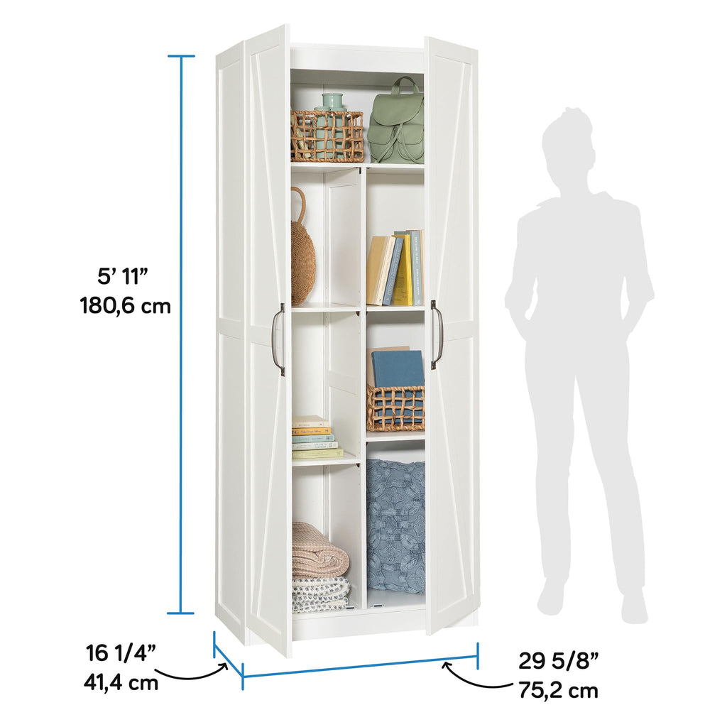 HomePlus Farmhouse Multipurpose Storage Cabinet Tall Pantry with Adjustable Shelves, in White Finish