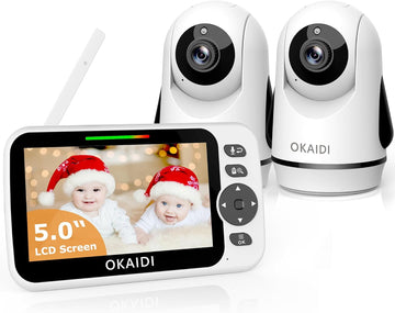 5" Screen Pan-Tilt-Zoom Video Baby Monitor with 2 Cameras No WiFi
