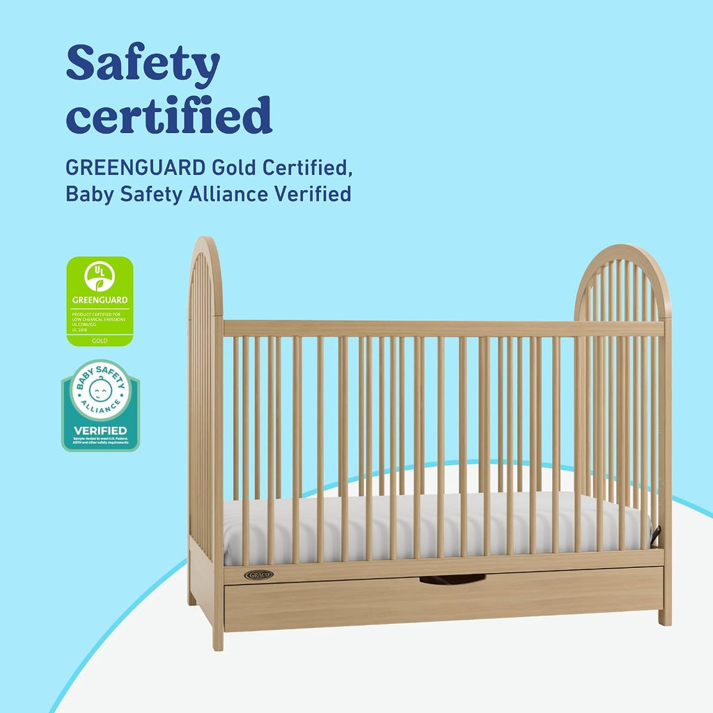 Olivia 3-in-1 Convertible Crib with Drawer (Driftwood) - Converts from Baby Crib to Toddler Bed and Daybed