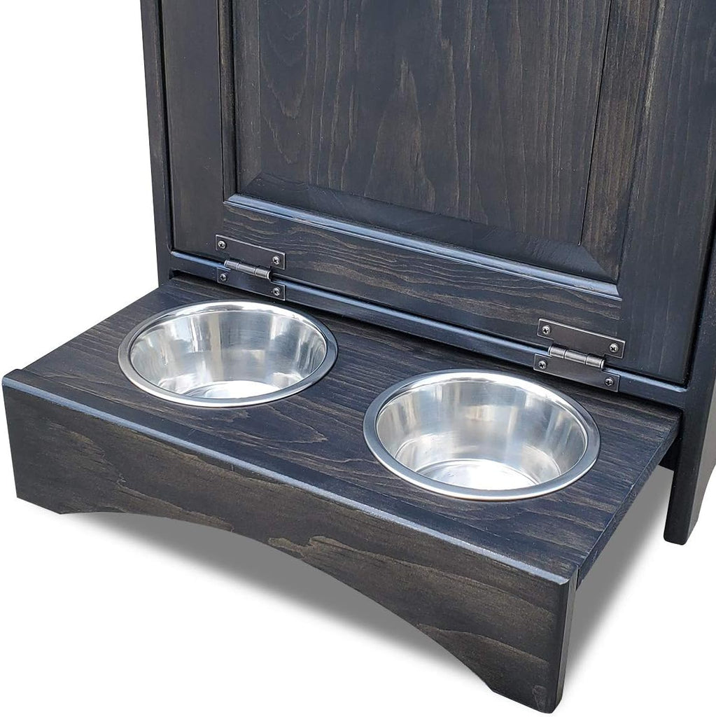 Dog Food Storage Cabinet with Elevated Bowls, Mocha