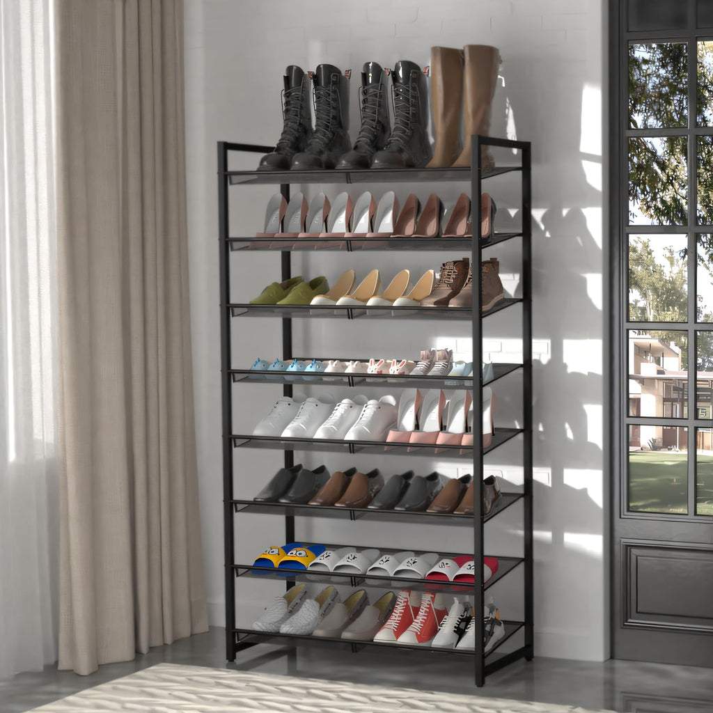 Shoe Rack, 8-Tier Metal Shoe Organizer, Tall Shoe Rack for Closet, entryway, Garage, with Adjustable Flat or Angled