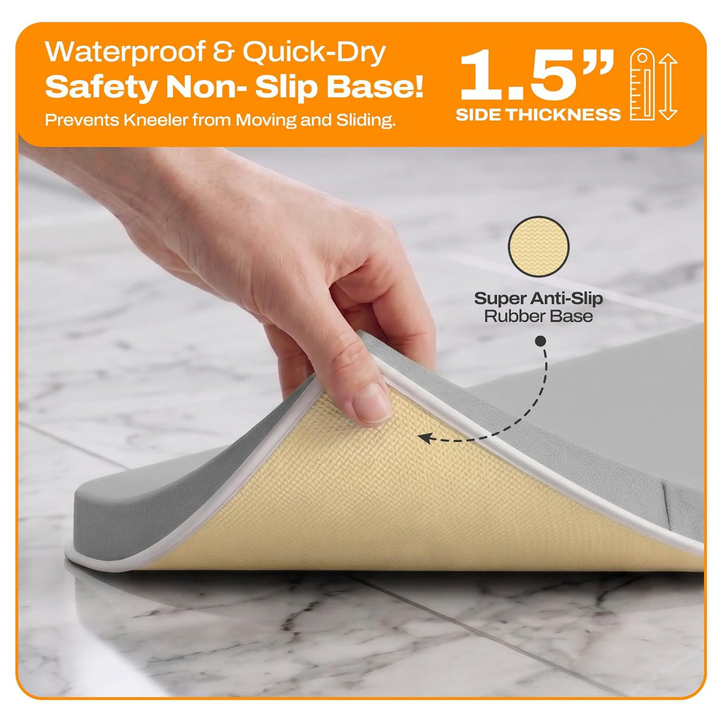 Bath Kneeler and Elbow Rest Pad Set-Baby Bath Kneeler with 1.5'' Comfortable Thick Memory Foam, Non-Slip Knee & Arm